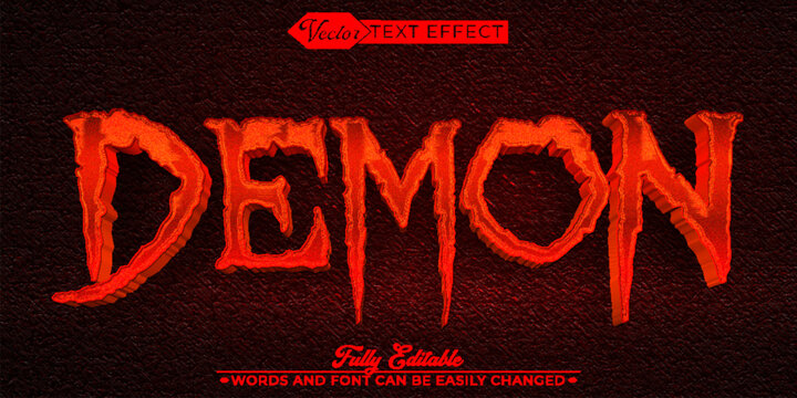 Horror Red Demon Hell Vector Editable Text Effect Template