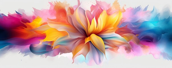 Fototapeta na wymiar Panoramic colorful flowers floral background banner composition Generative AI 