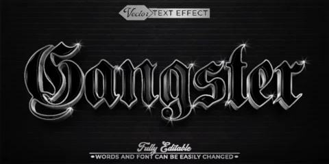 Foto op Aluminium Black And Silver Gangster Editable Text Effect Template © Anka Design
