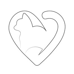 One continuous line of simple cute kitten icon. logo concept dynamic single line drawing graphic design illustration
