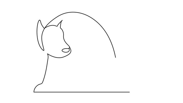Continuous one line drawing. dog and cat logo. Black and white vector illustration.