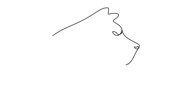 Continuous one line drawing. dog and cat logo. Black and white vector illustration.