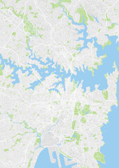 Fototapeta premium City map Sydney, color detailed plan, vector illustration