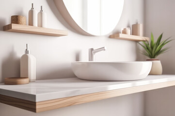 Obraz na płótnie Canvas Modern bathroom interior with copy space. Generative AI.