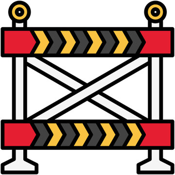 recommend clip art: Road Barrier Icon. Roadblock Caution Symbol Stock Illustration. Vector Filled Line Icons For UI Web Design And Presentation