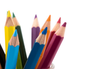 Fototapeta premium Colored Pencils,School colorful pencils on white background,Colour pencils isolated on white background close up.