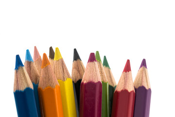 Colored Pencils,School colorful pencils on white background,Colour pencils isolated on white background close up.
