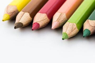 Colored Pencils,School colorful pencils on white background,Colour pencils isolated on white background close up.