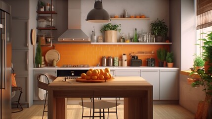 Generative AI hyperrealistic portrait kitchen with juice