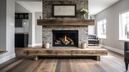 a beautiful house, in which the fireplace is given a lot of attention, impressive design, modern and clean