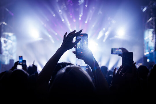 Capturing memories, Smartphones at Live concert Show.