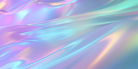 Hologram fabric texture. Gradient abstract background. Holographic rainbow foil. Light metal pastel pattern. Iridescent foil effect texture. Pearlescent gradient. Artificial intelligence generated.