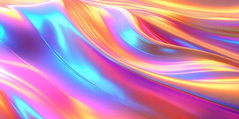 Obraz premium Hologram metal texture. Gradient abstract background. Holographic rainbow foil. Metal iridescent pattern. Iridescent foil effect texture. Pearlescent gradient. Artificial intelligence generated