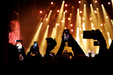 Capturing memories, Smartphones at Live concert Show.
