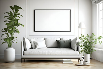 white wall mockups, blank paintings on the walls