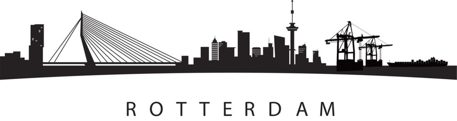 Rotterdam skyline, Netherlands, Silhouette vector