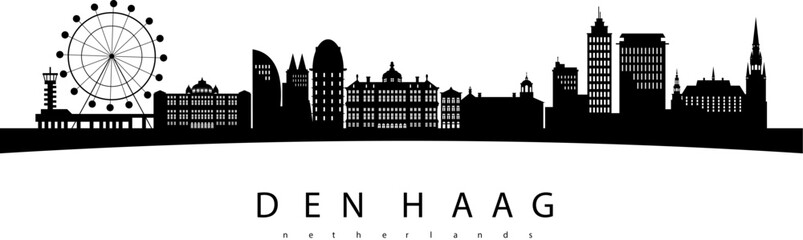 Den Haag skyline, Netherlands, Silhouette vector