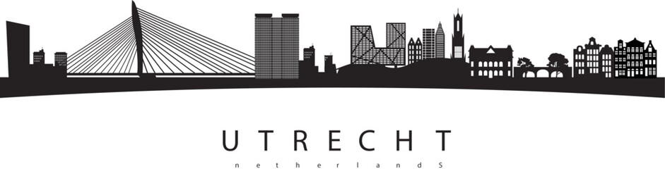 Utrecht skyline, Netherlands, Silhouette vector