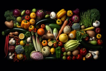 A variety of vegetables including corn, cucumber, paprika, tomato, carrot, onion, garlic and others Generative AI 
