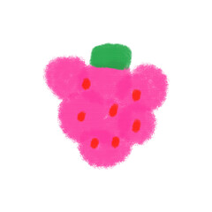 isolated fruit sticker - children's drawing with felt-tip pens and wax crayons. gnarled scribble berry element. school drawing for wallpapers, postcards, patterns	