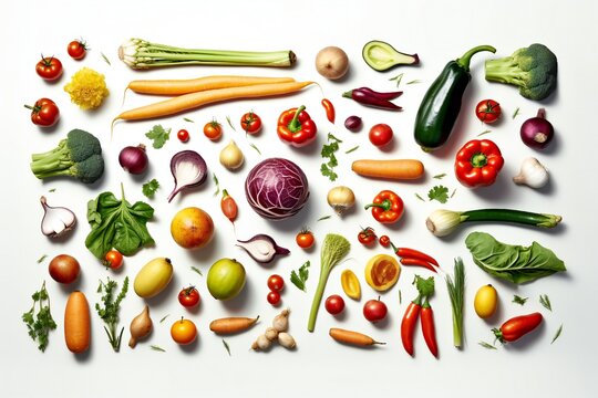 A variety of vegetables including corn, cucumber, paprika, tomato, carrot, onion, garlic and others Generative AI 