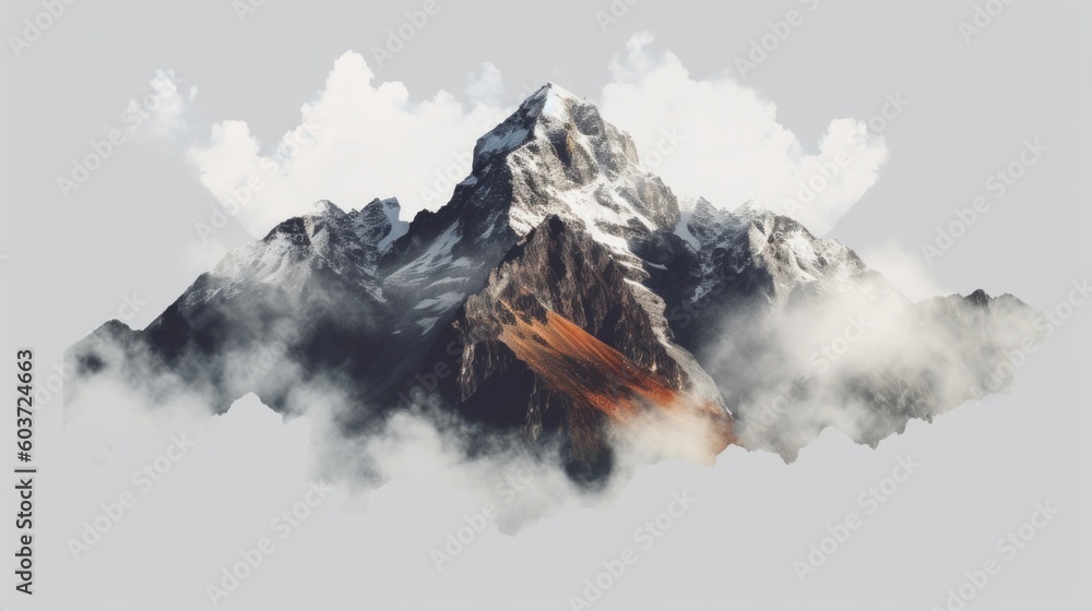 Aufkleber a mountain covered in clouds with a sky background. generative ai image.