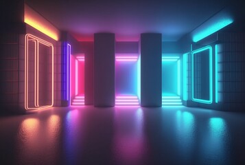 realistic neon light background. generative ai