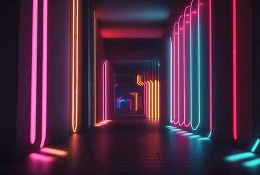 realistic neon light background. generative ai © LivroomStudio