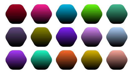 Colorful Black Color Shade Linear Gradient Palette Swatches Web Kit Rounded Hexagons Template Set