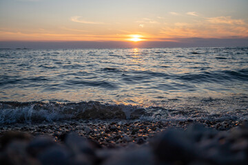 Scenic sunset at Porec beach, Croatia