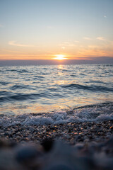 Scenic sunset at Porec beach, Croatia