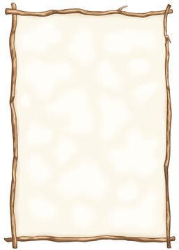 Vector frame is made from tree branch with vintage paper inside. Background design.
