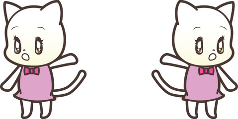 手を挙げて振り向く猫