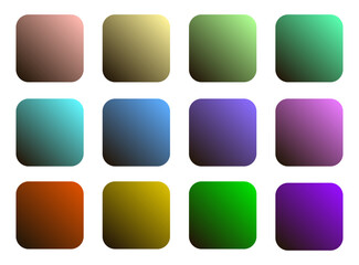 Colorful Brown Oil Color Shade Linear Gradient Palette Swatches Web Kit Rounded Squares Template Set
