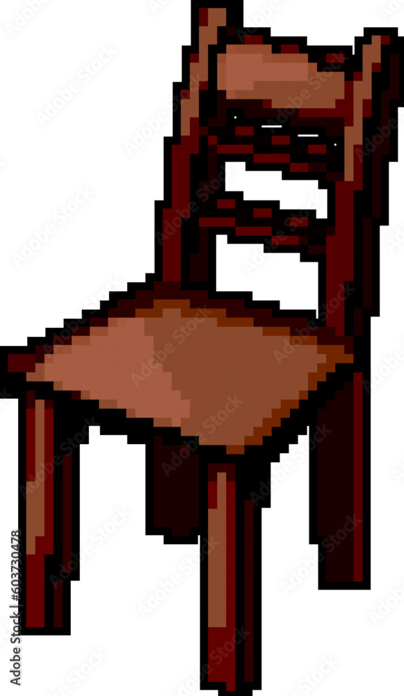 Wall mural furniture wooden chair game pixel art retro vector. bit furniture wooden chair. old vintage illustration