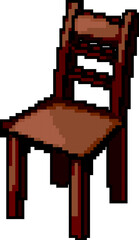 furniture wooden chair game pixel art retro vector. bit furniture wooden chair. old vintage illustration