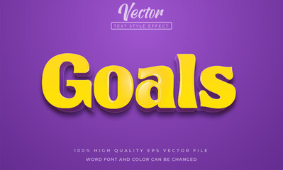 Vector goals text effect editable 3d text style