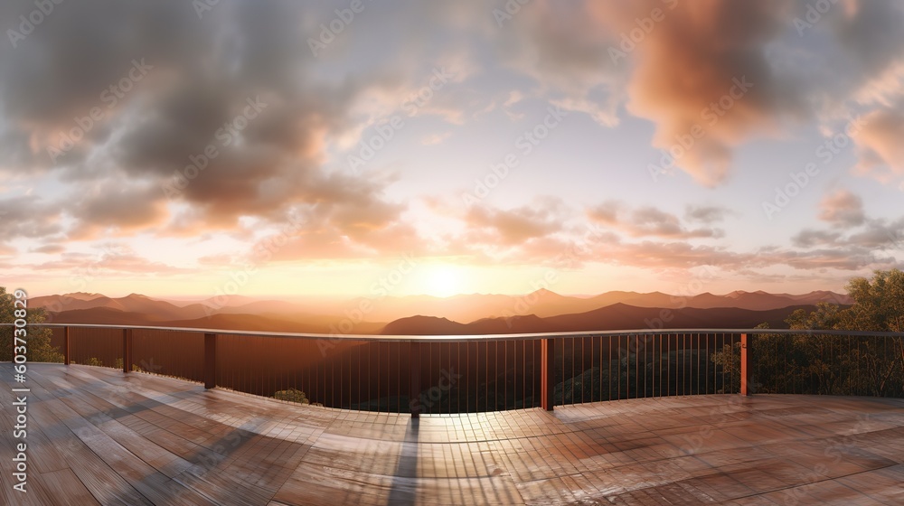 Poster beach view at sunset.generative ai