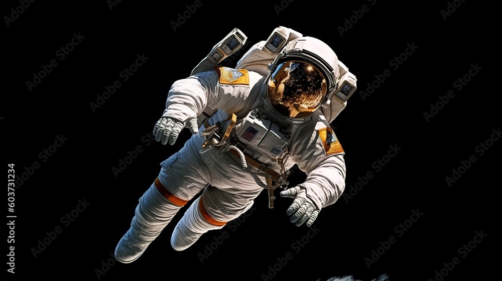 Wall mural an astronaut during a spaceflight in outer space. generative ai