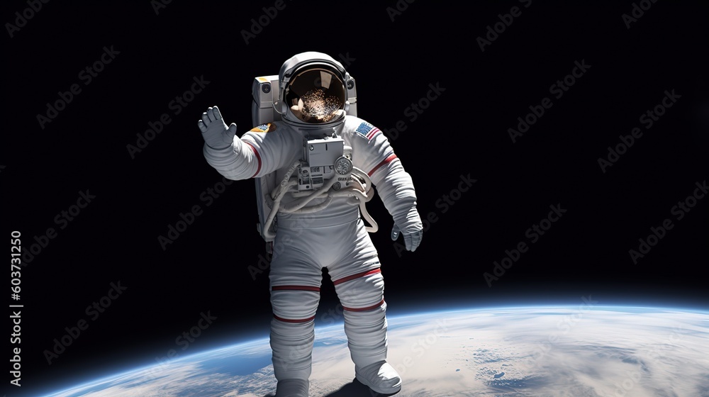 Sticker an astronaut during a spaceflight in outer space. generative ai