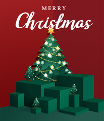 Naklejka premium product stand with Chrismas tree and ornaments for a poster or Christmas banners