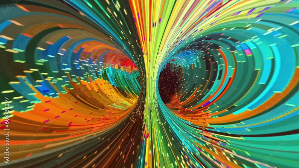 Sticker abstract particle colorful torrus wave flow down. big data, science, futuristic background