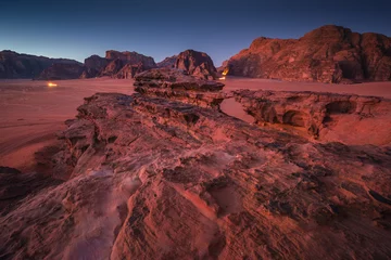 Fotobehang Amazing and spectacular landscapes of Wadi Rum desert in Jordan. Dunes, rocks are all Beautiful weather gives the climate to this place. © PawelUchorczak
