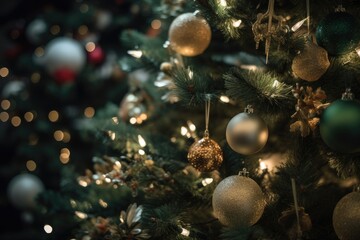 Obraz na płótnie Canvas Christmas tree and decorations. Generative AI.