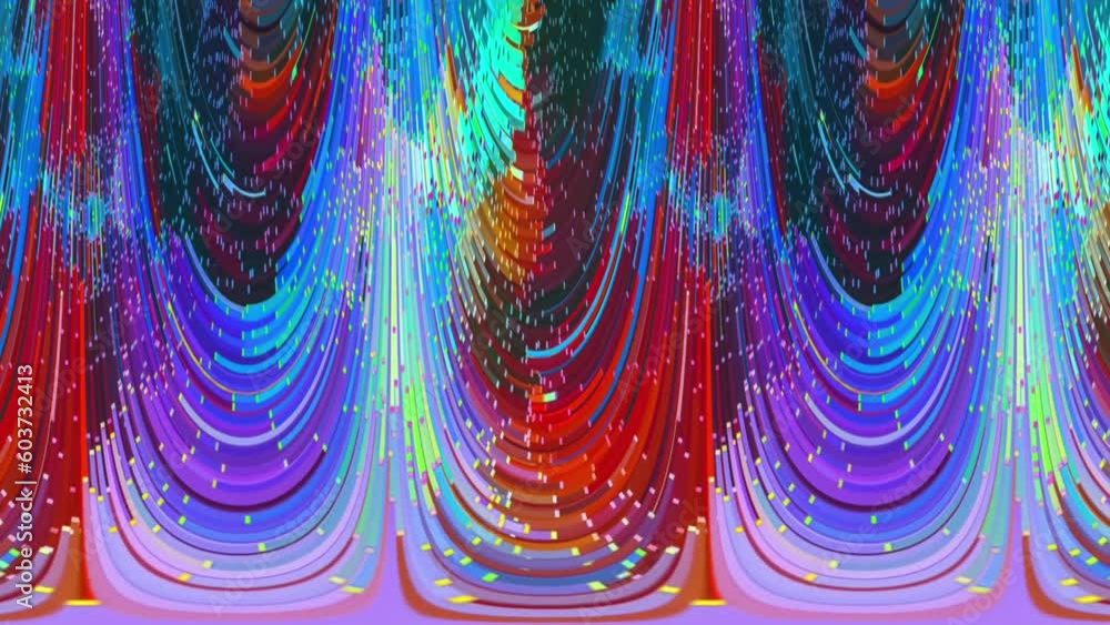 Wall mural abstract particle colorful wave flow up. big data, science, futuristic background