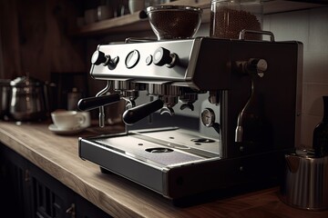 Fototapeta na wymiar Coffee machine in a cafe. Generative AI。