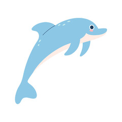 Cute dolphin. Flat vector illustration.