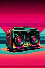 Fototapeta premium Ghettoblaster in 80's vintage graphic style 
