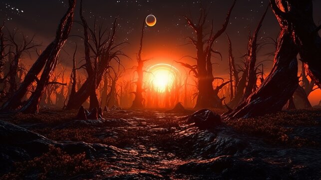 Exoplanets, exomoons and the Milky Way galaxy.Generative AI