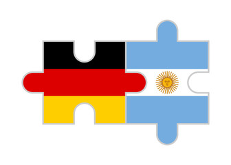 puzzle pieces of germany and argentina flags. vector illustration isolated on white background